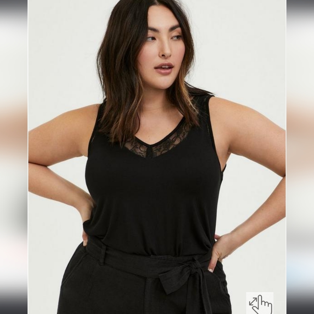 Torrid - Lace inset v-neck tank size 2